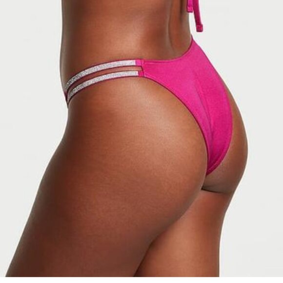 NWT Victoria's Secret Swim Double Shine Strap Brazilian Bikini Bottom - Picture 3 of 4